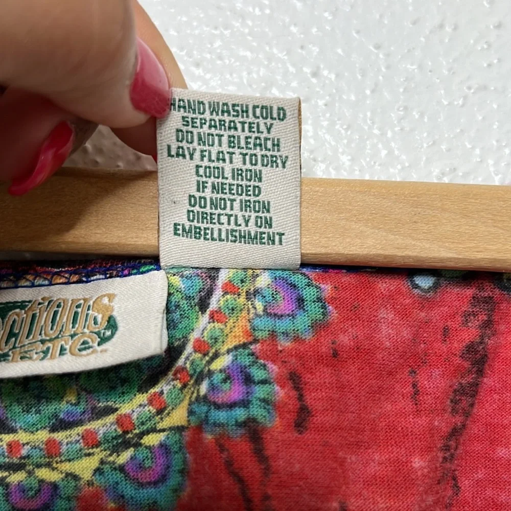Vintage Y2K Collections Etc Colorful Sleeveless Paisley Sharkbite Boho Tunic Top - Picture 10 of 12